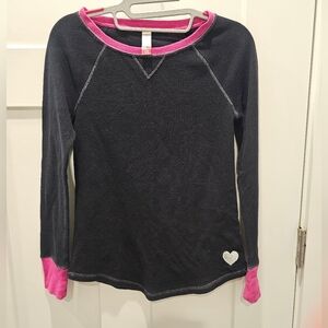 No Boundaries Black Pink Thermal Waffle Knit Long Sleeve Top Size S (3–5)